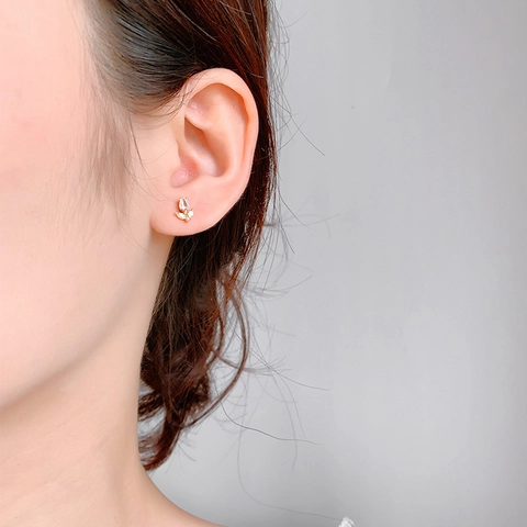Boucles D'oreilles Puces Tulipe Avec Zircon Incrusté Bijoux En Cuivre Et Tige En Argent Pour Femme Style Élégant
