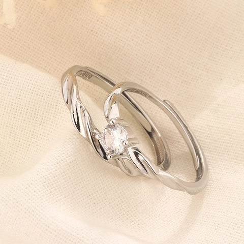 Shiny Galaxy Mobius Twist Copper Rings With Zircon Adjustable Open Finger Jewelry For Lovers Gift
