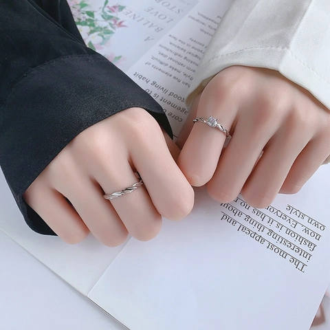 Shiny Galaxy Mobius Twist Copper Rings With Zircon Adjustable Open Finger Jewelry For Lovers Gift