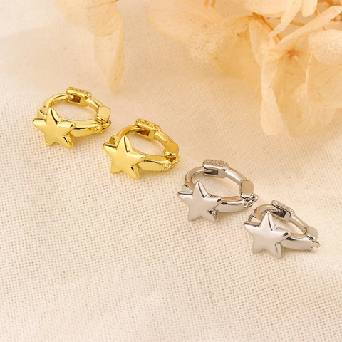 Minimalistische Stern Creolen Geometrische Fünfzackige Stern Ohrbuckel Mit 925 Sterling Silber Ohrstecker Elegant