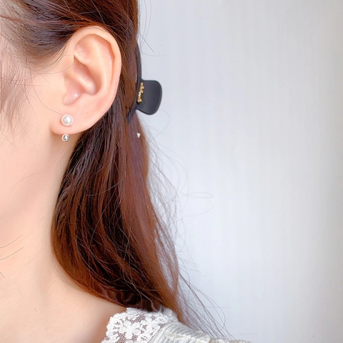 Boucles D'oreilles À Tige En Süßwasserperles Forme C Pour Femmes Cuivre Minimaliste À Vis Bijoux Géométriques Style Élégant