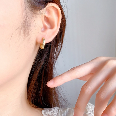 Orecchini A Cerchio In Rame Minimalisti Piccole Fibbie Per Orecchie Tonde Consistenza Opaca Spazzolata Gioielli Semplici Per Donne