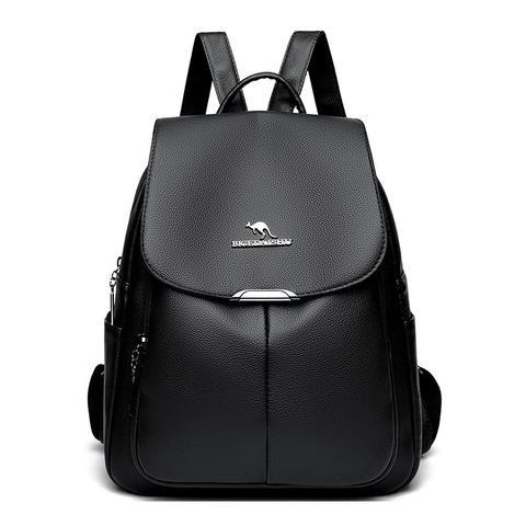 Women's Fashion PU Leather Backpack Large Capacity Lychee Pattern Anti-Theft Travel Rucksack Elegant Lady School Bag