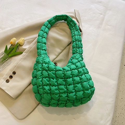Borsa Tote Trapuntata Puffer Da Donna Nylon Grande Capacità Texture Nuvola Bolla Borsa A Spalla Cerniera Trendy