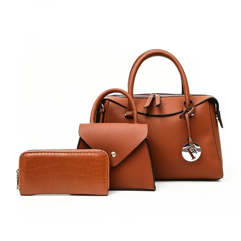 Sac À Main Fourre-tout Femme Grande Capacité Cuir PU Motif Lychee Pendentif Métallique Élégant Bureau Mode