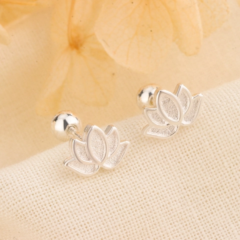 Lotusblume Ohrstecker Mit 925 Sterling Silber Ohrstift Minimalistischer Kugel Schraubverschluss Schmuck Für Damen
