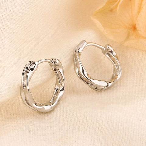 Mobius Hoop Earrings With 925 Sterling Silver Earring Post Irregular Twist Geometric Minimalist Jewelry For Women