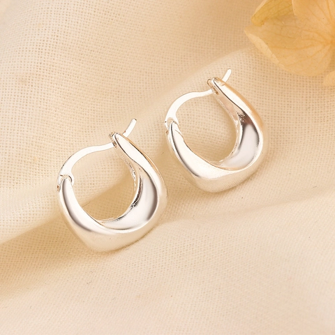 Orecchini A Cerchio Spessi A Forma Di U In Rame Placcato Argento Minimalista Geometrico Irregolare Gioielli Da Donna