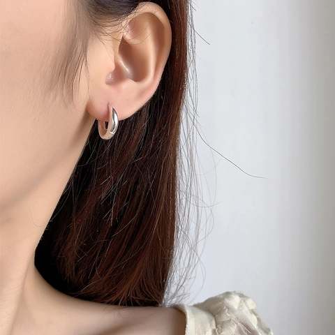 Orecchini A Cerchio Spessi A Forma Di U In Rame Placcato Argento Minimalista Geometrico Irregolare Gioielli Da Donna