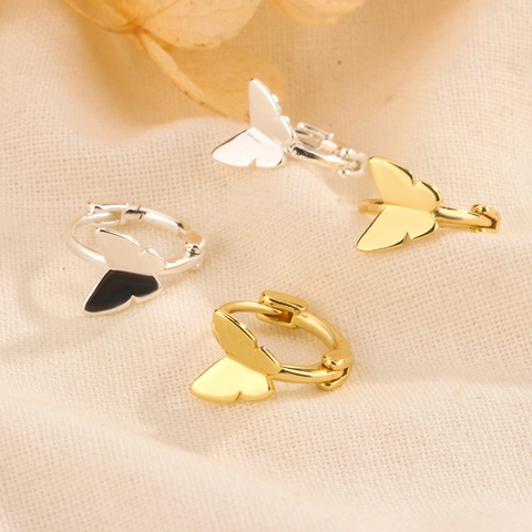 Butterfly Hoop Earrings Small Copper Minimalist Chic Daily Jewelry For Women