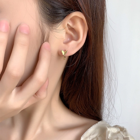 Butterfly Hoop Earrings Small Copper Minimalist Chic Daily Jewelry For Women