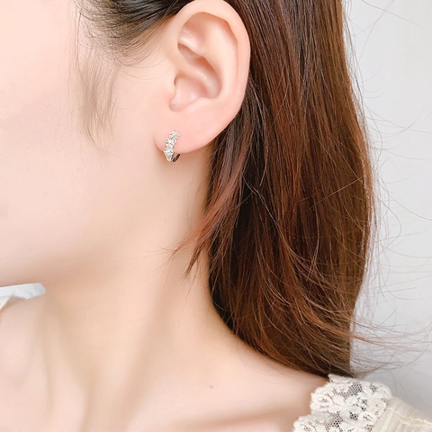 Pendientes De Aro Con Flor Y Circonita Perno De Plata De Ley 925 Joyería Elegante De Cobre Plateado Para Mujer
