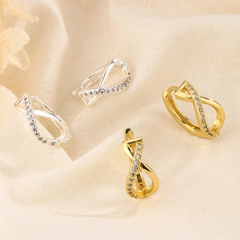 Orecchini Huggie A Croce Infinito Con Perno In Argento Sterling 925 Gioielli In Rame Con Intarsio Di Zircone