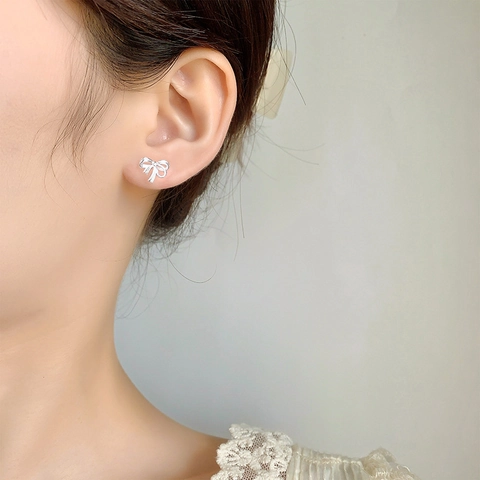 Orecchini A Lobo Fiocco Rame Placcato Argento Design Minimaliste Chiusura A Vite Gioielli Eleganti Da Donna