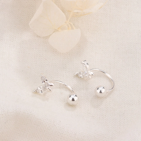 Butterfly Zircon Stud Earrings With 925 Sterling Silver Earring Post Elegant Cartilage Piercing Jewelry For Women
