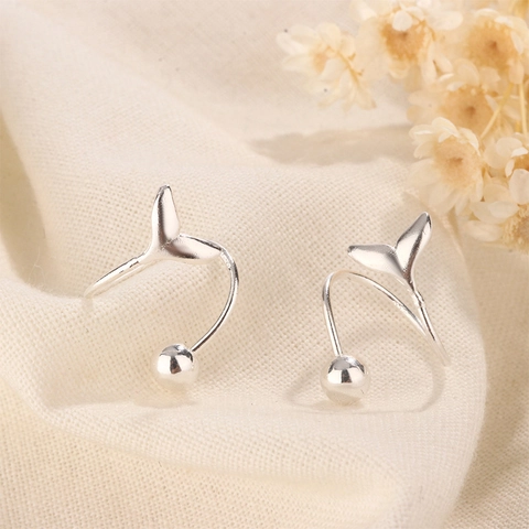 Walfischflosse Schraubverschluss Ohrstecker Kupfer Minimalistisch Vintage Stil Schmuck Für Frauen Eleganter Täglicher Accessoire