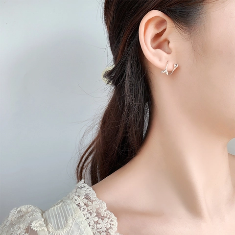 Walfischflosse Schraubverschluss Ohrstecker Kupfer Minimalistisch Vintage Stil Schmuck Für Frauen Eleganter Täglicher Accessoire