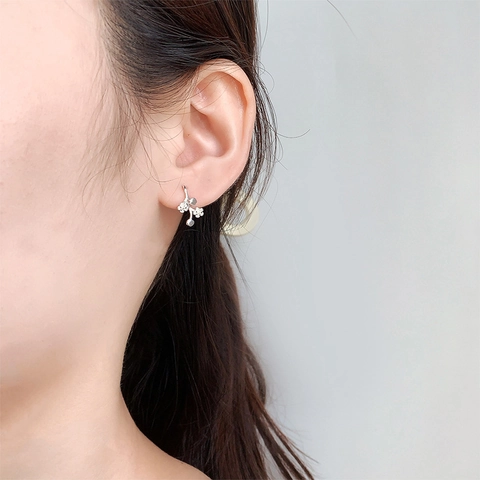 Plum Blossom Branch Ear Hooks Elegant Floral Copper Silver Plated Minimalist Dangle Earrings For Women Accessories
