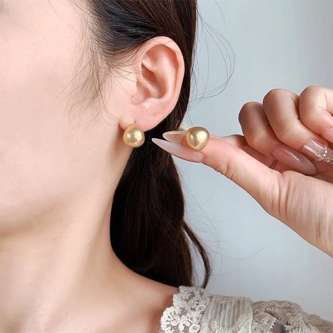 Orecchini A Lobo In Rame Spazzolato Goccia D'acqua Oro Opaco Argento Forma Di Fagiolo Geometrica Stile Vintage Donna