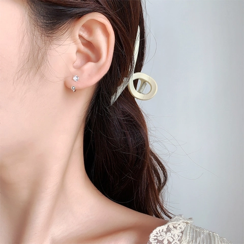Boucles D'oreilles Puces En Forme De U Minimalistes Cuivre Zircone Cubique Fermoir À Vis Bijoux Géométriques Élégants Pour Femmes