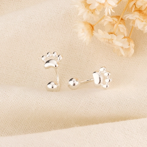 Cat Paw Stud Earrings Minimalist Animal Footprint With Silver Earring Post Cute Jewelry For Women