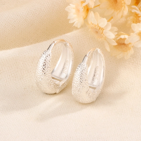 Frosted Hoop Earrings With 925 Sterling Silver Earring Post Minimalist Geometric Hammered Texture Trendy Women Jewelry
