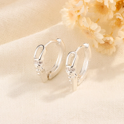 Geometrische Quadratische Anhänger Creolen Mit 925 Sterling Silber Ohrstecker Zirkon Minimalistischer Schmuck Für Damen