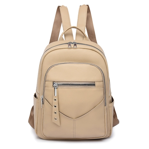 Women Fashion Backpack PU Leather Litchi Grain Large Capacity For Commute Casual Ladies Bookbag Waterproof