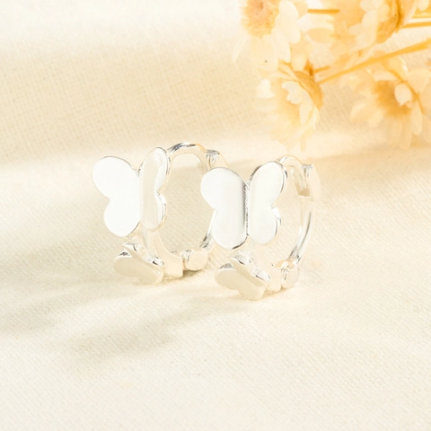 Pendientes De Aro Con Doble Mariposa Y Poste De Plata De Ley 925 Joyería De Cobre Brillante Estilo Dulce Para Mujer