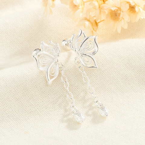 Hollow Butterfly Tassel Σκουλαρίκια Σταγόνα Για Γυναίκες Κομψά Μακριά Αλυσίδα Κρεμαστά Κοσμήματα Αυτιών