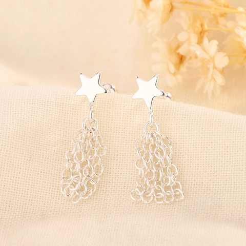 Star Tassel Earrings For Women Multi Layer Chain Dangle French Luxury Copper With Silver Earring Post Niche Design