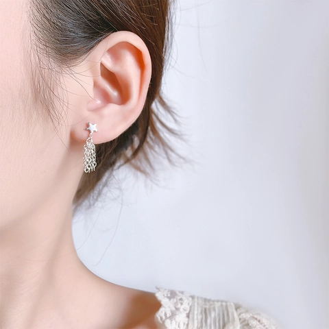Star Tassel Earrings For Women Multi Layer Chain Dangle French Luxury Copper With Silver Earring Post Niche Design