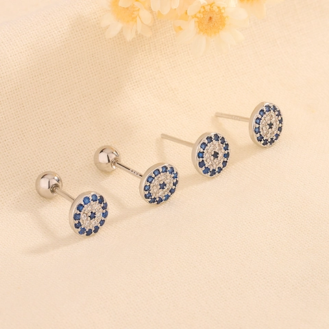 Orecchini A Lobo Malocchio Zirconia Blu Bianco Gioielli In Rame Con Perno In Argento Per Donna Regalo Minimalista