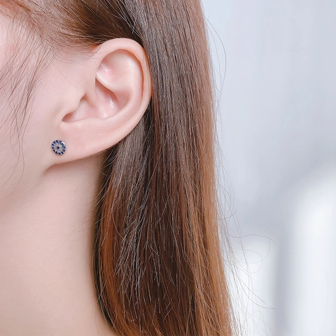 Orecchini A Lobo Malocchio Zirconia Blu Bianco Gioielli In Rame Con Perno In Argento Per Donna Regalo Minimalista