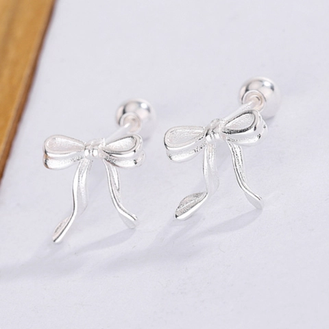 Minimalist Copper Bow Stud Earrings With Screw Ball Back Dainty Petite Ribbon Ear Jewelry For Women Daily Office Wear