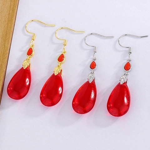 Orecchini Vintage A Goccia D'acqua Rossa Per Donna Rame Design A Foglia Orecchini Pendenti Accenti In Zircone Gioielli Eleganti