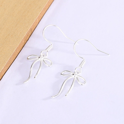 Orecchini Pendenti Con Fiocco E Nappa Gioielli Stile Minimalista Dolce Per Donna Con Perno In Argento 925