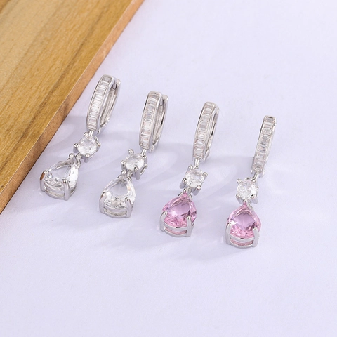 Tropfen Hängeohrringe Für Damen Funkelnde Zirkonia Birnenschliff Kupfer Mit 925 Sterling Silber Ohrring Stecker