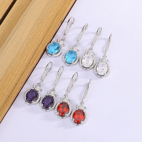 Eleganti Orecchini Pendenti Ovali In Zircone Micro Pave Halo Gancio In Rame Gioielli Da Donna