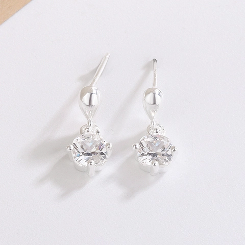 Orecchini Pendenti In Zirconia Quadrata Design Goccia D'acqua Rame Gioielli Donna Con Perno In Argento Sterling 925