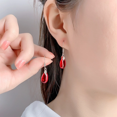 Vintage Rote Wassertropfen Chalcedon Ohrhänger Mit 925 Sterling Silber Ohrstecker Kupferblatt Schmuck Für Die Mutter