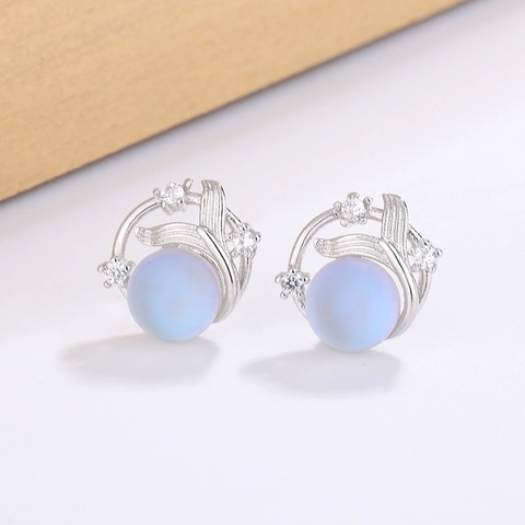 Traumhafte Fischschwanz Planeten Ohrstecker Mit Kupfernen Ohrnadeln Blauem Mondstein Und Zirkon Akzenten Eleganter Schmuck