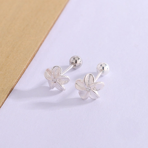 Flower Stud Earrings With 925 Sterling Silver Earring Post Matte Floral Design Minimalist Jewelry For Women