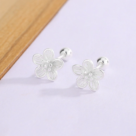 Holle Bloem Oorknopjes Met 925 Sterling Zilveren Oorbelpost Schroefsluiting Zoete Pastorale Stijl Voor Dames