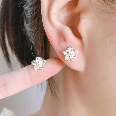 Holle Bloem Oorknopjes Met 925 Sterling Zilveren Oorbelpost Schroefsluiting Zoete Pastorale Stijl Voor Dames