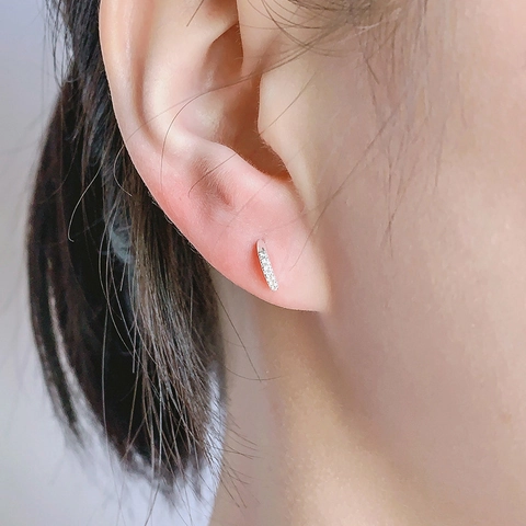 Orecchino A Polsino In Rame A Forma Di C Minimalista Con Zirconia Cubica Scintillante Senza Buco Clip Per Donna