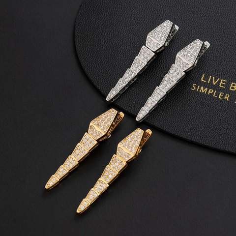 Schlangen Ohrhänger Kupfer Segmentiert Mit Zirkonia Lange Drop Ohrringe Schmuck Für Damen Elegant Mode