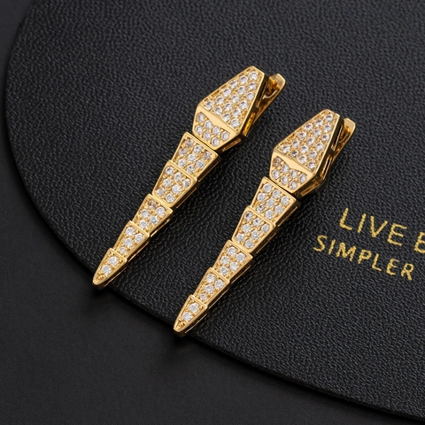 Schlangen Ohrhänger Kupfer Segmentiert Mit Zirkonia Lange Drop Ohrringe Schmuck Für Damen Elegant Mode