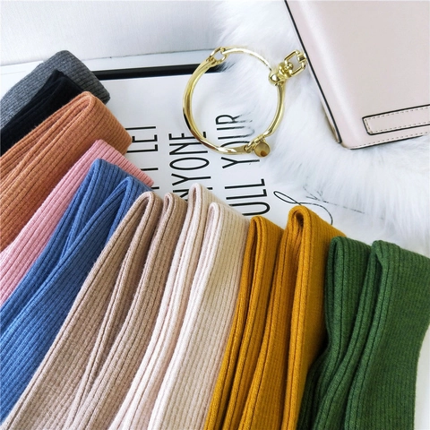 Ribbed Knitted Arm Warmers Women Fingerless Long Gloves With Thumb Hole Solid Color Soft Warm Winter Sleeves Accessory