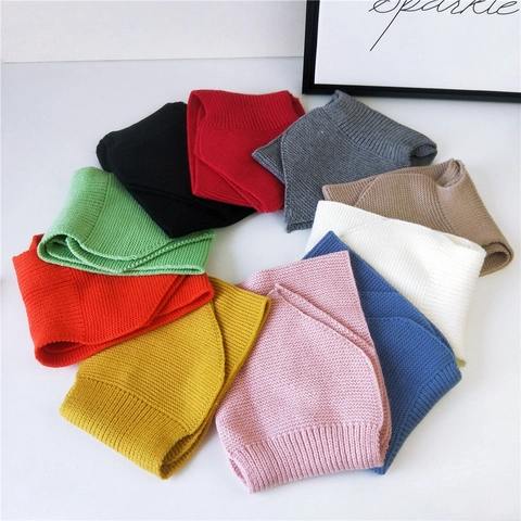 Calentador de Cuello de Punto Grueso de Invierno para Mujer Bufanda de Ganchillo Cálida de Color Sólido con Diseño Cruzado